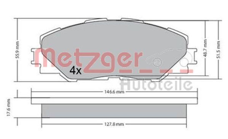 METZGER 1170443 Bremsbelagsatz, Scheibenbremse WVA 24 337