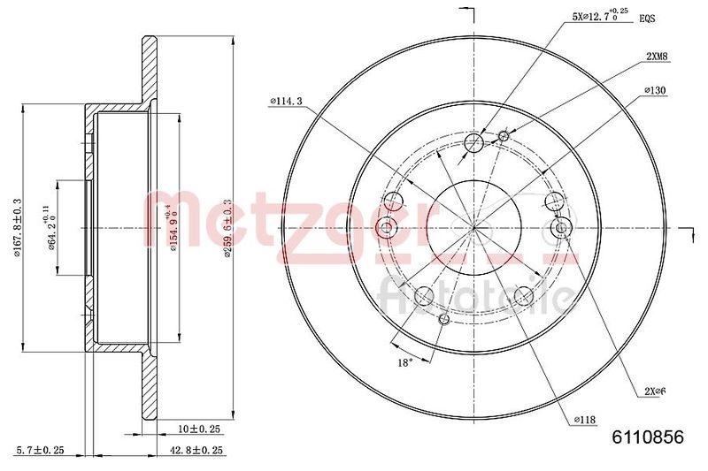 METZGER 6110856 Bremsscheibe Lack/Ks/Ms für HONDA HA