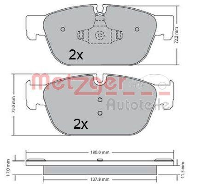 METZGER 1170619 Bremsbelagsatz, Scheibenbremse WVA 25 069