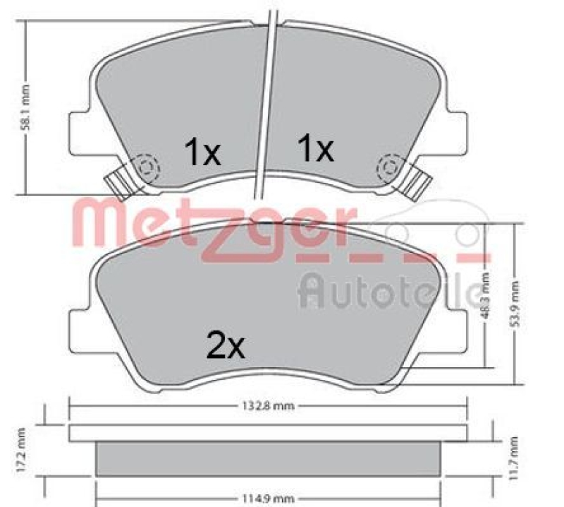 METZGER 1170620 Bremsbelagsatz, Scheibenbremse WVA 25 348