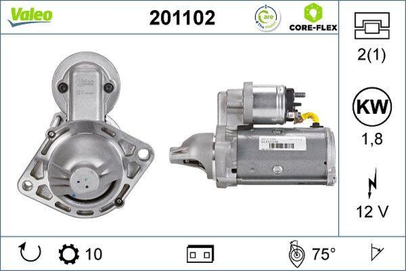 VALEO 201102 Starter - CORE-FLEX - OPEL Corsa D