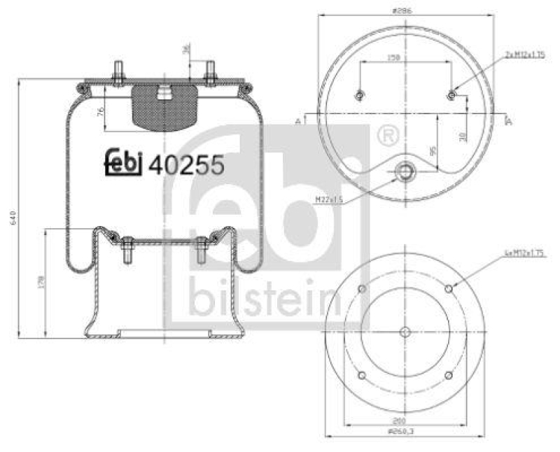 FEBI BILSTEIN 40255 Luftfederbalg mit Stahlkolben für Schmitz Cargobull