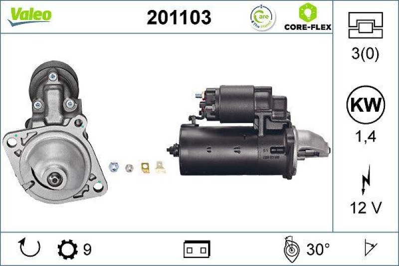 VALEO 201103 Starter - CORE-FLEX - BMW 3 series