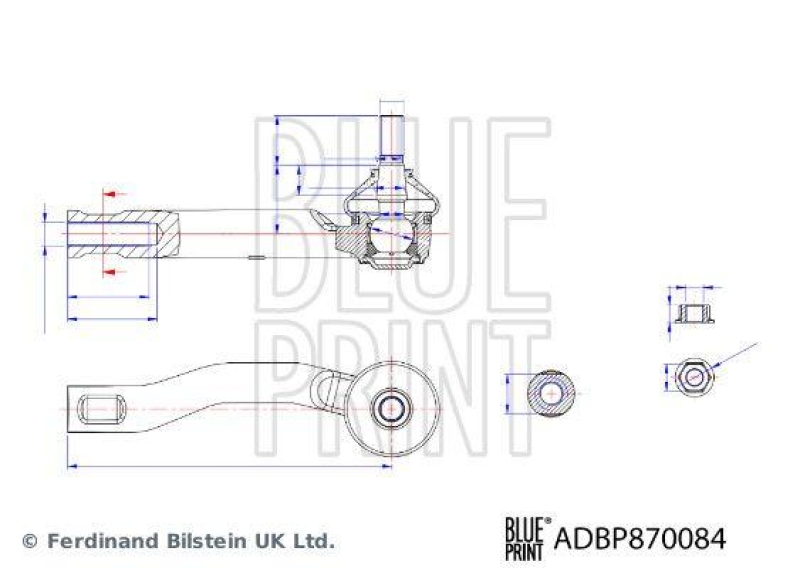 BLUE PRINT ADBP870084 Spurstangenendstück mit Sicherungsmutter für TOYOTA