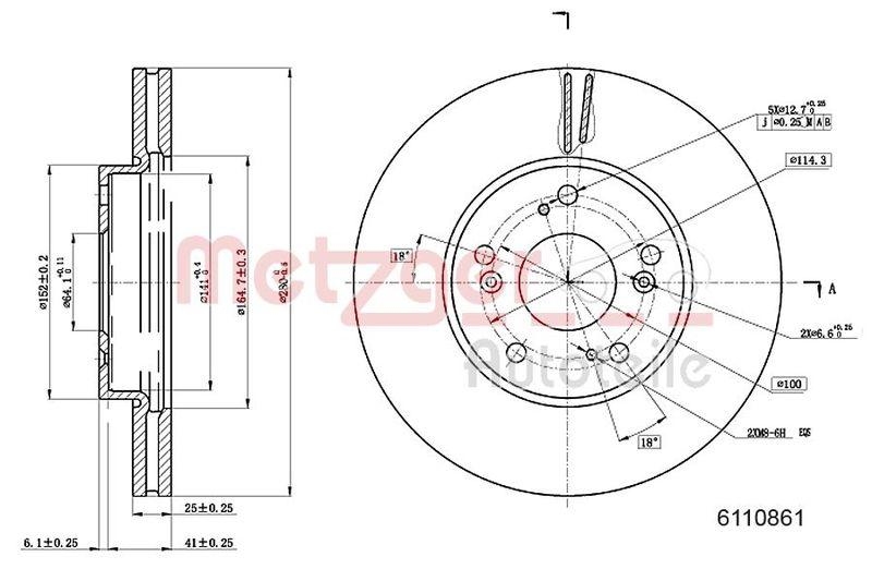 METZGER 6110861 Bremsscheibe Lack/Ks für HONDA VA links/rechts