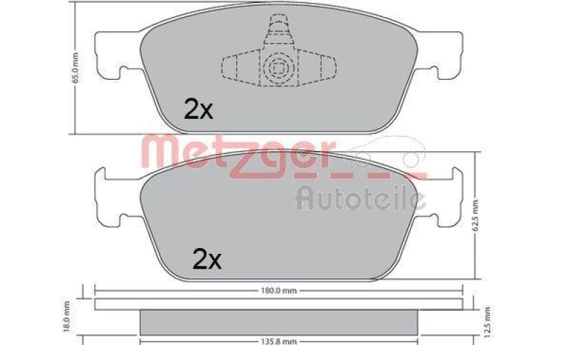 METZGER 1170689 Bremsbelagsatz, Scheibenbremse WVA 25 736