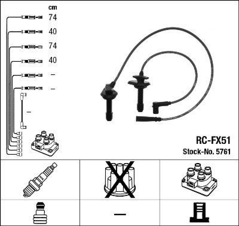 NGK 5761 Zündleitungssatz RC-FX51 |Zündkabel