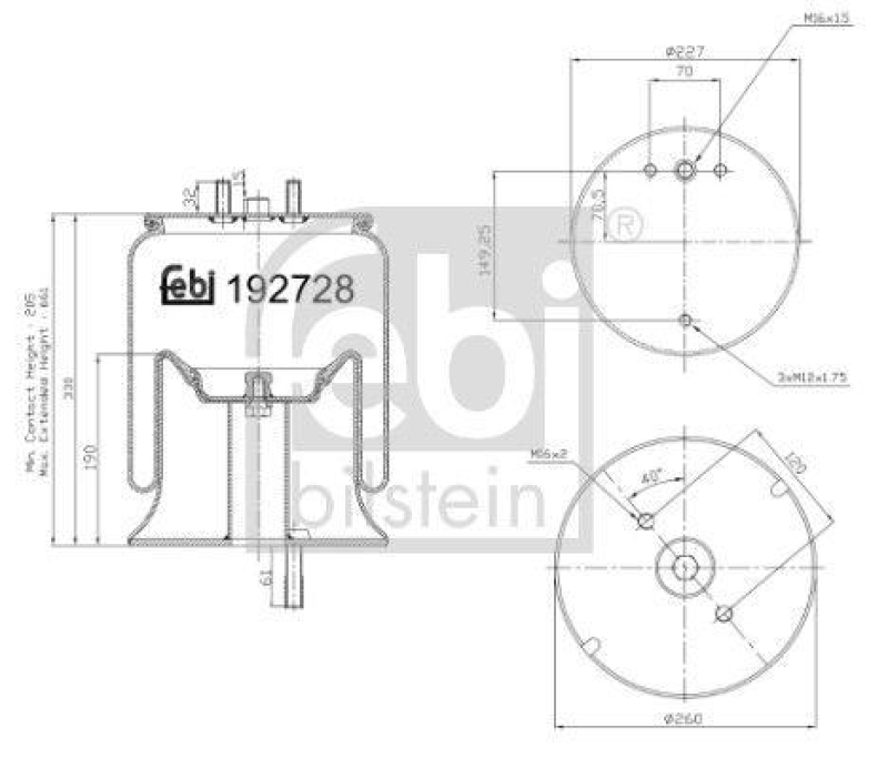 FEBI BILSTEIN 192728 Luftfederbalg mit Stahlkolben und Kolbenstange für Ford