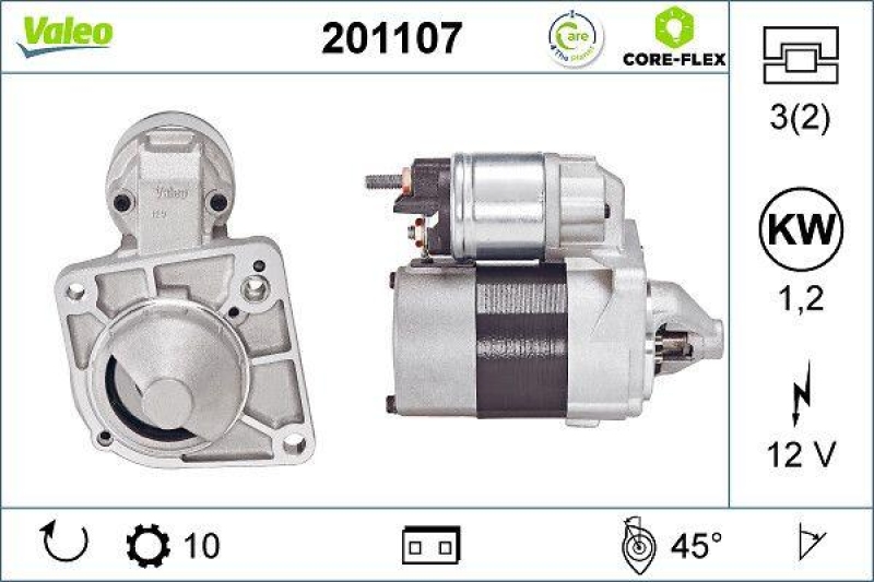 VALEO 201107 Starter - CORE-FLEX - FIAT Panda