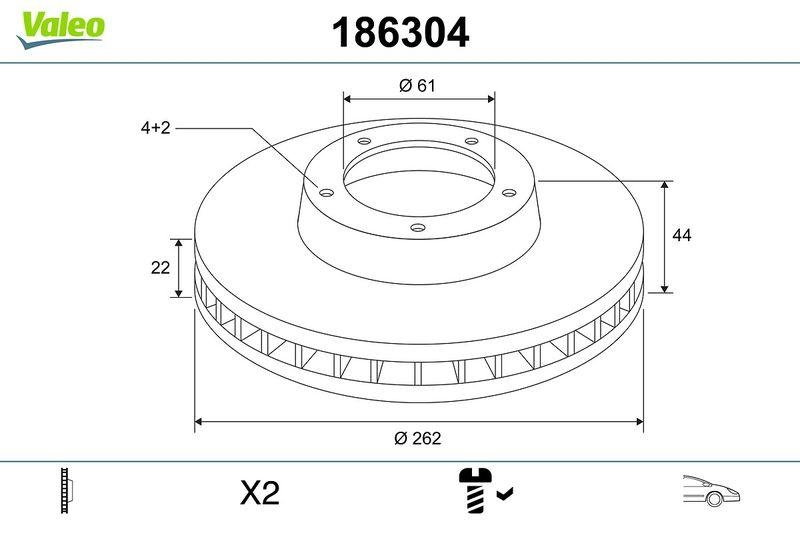 VALEO 186304 Bremsscheibe