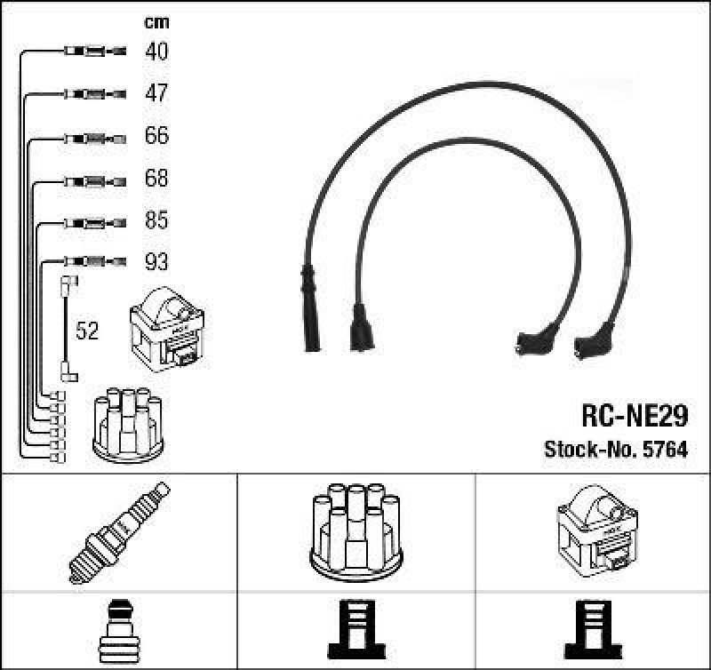 NGK 5764 Zündleitungssatz RC-NE29 |Zündkabel