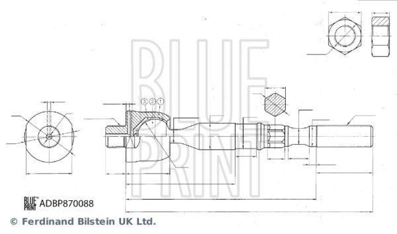 BLUE PRINT ADBP870088 Axialgelenk mit Kontermutter für NISSAN