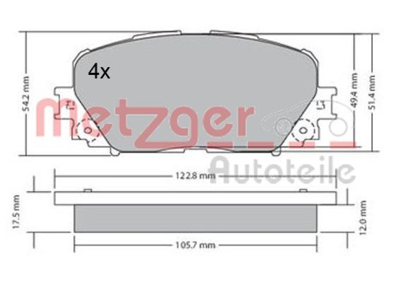 METZGER 1170639 Bremsbelagsatz, Scheibenbremse WVA 24 708