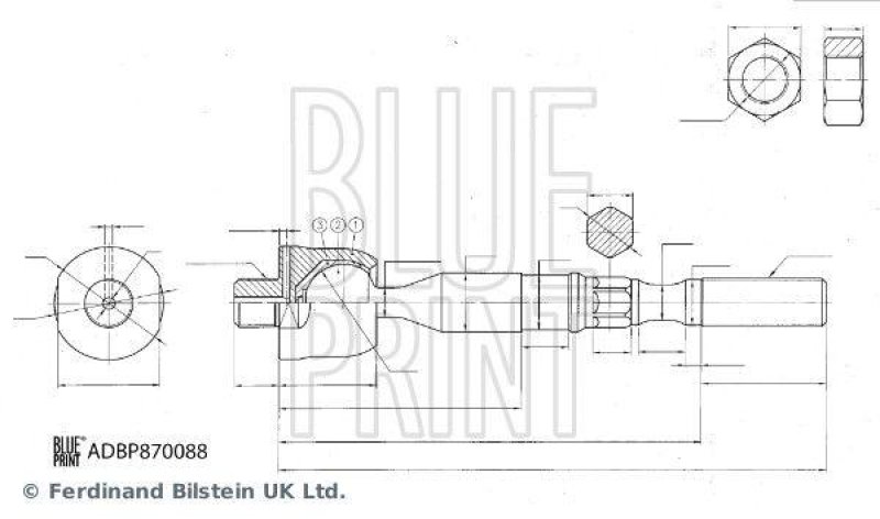 BLUE PRINT ADBP870088 Axialgelenk mit Kontermutter für NISSAN