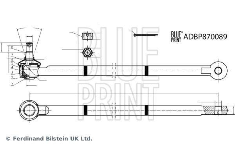 BLUE PRINT ADBP870089 Lenkstange mit Kronenmutter und Splint f&uuml;r SUZUKI