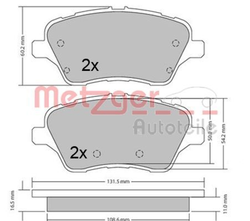 METZGER 1170640 Bremsbelagsatz, Scheibenbremse WVA 25 134