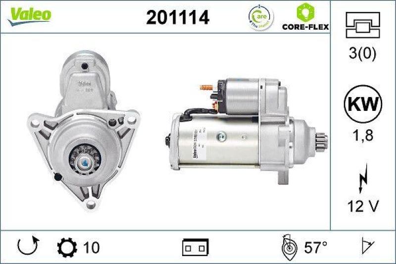 VALEO 201114 Starter - CORE-FLEX - VW Transporter