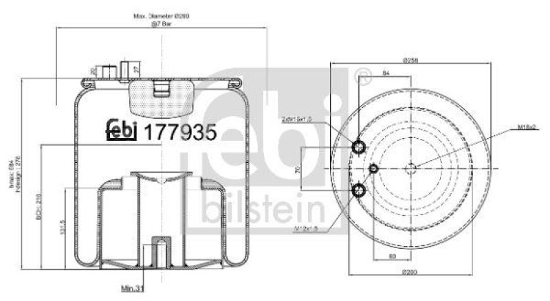 FEBI BILSTEIN 177935 Luftfederbalg mit Stahlkolben für M A N