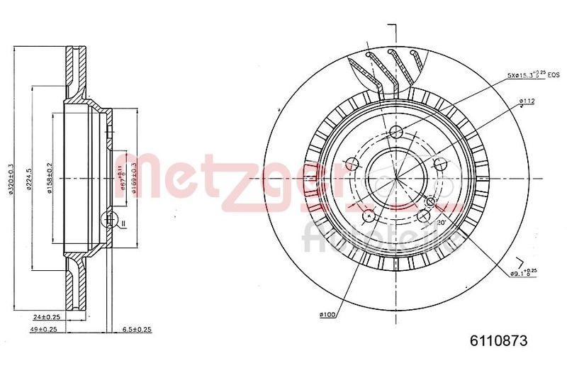 METZGER 6110873 Bremsscheibe Lack/Ks/Hc für MB HA