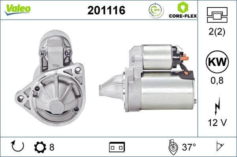 VALEO 201116 Starter - CORE-FLEX - HYUNDAI Amica