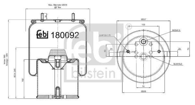 FEBI BILSTEIN 180092 Luftfederbalg mit Stahlkolben