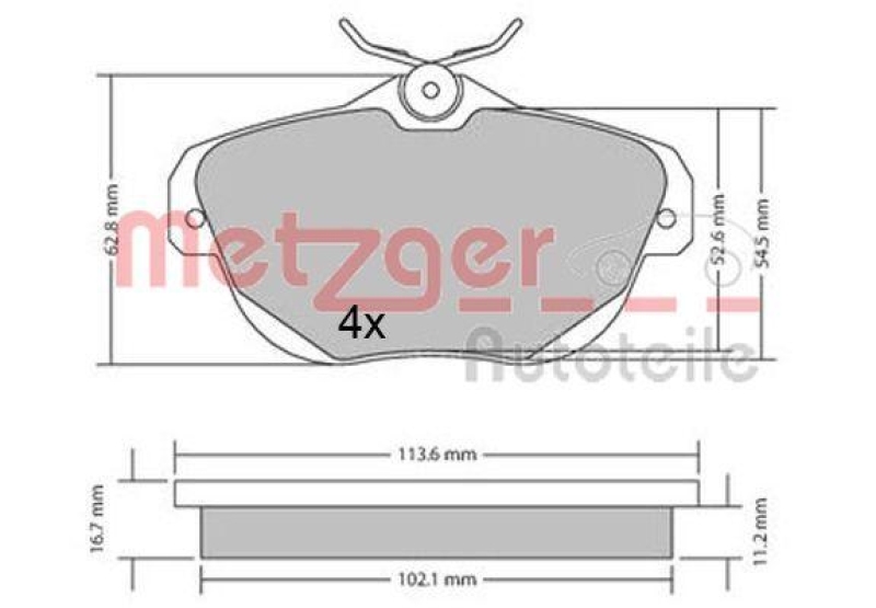 METZGER 1170653 Bremsbelagsatz, Scheibenbremse WVA 24 462