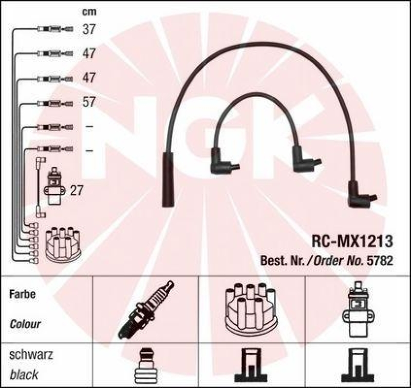 NGK 5782 Zündleitungssatz RC-MX1213 |Zündkabel