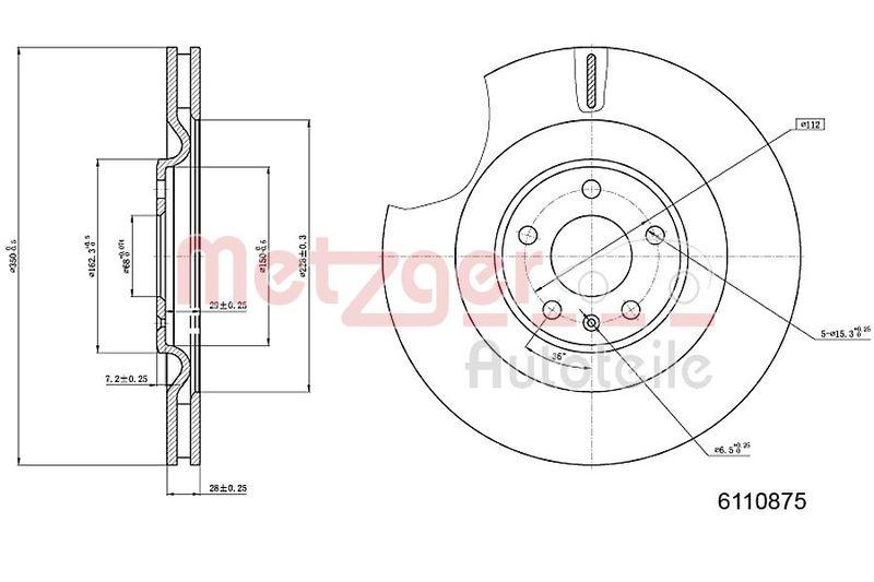 METZGER 6110875 Bremsscheibe Lack/Ks/Ms/Hc für AUDI HA