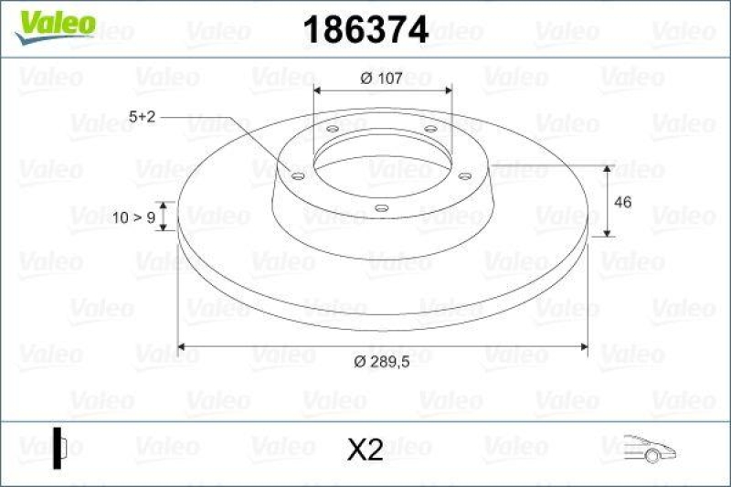 VALEO 186374 Bremsscheibe