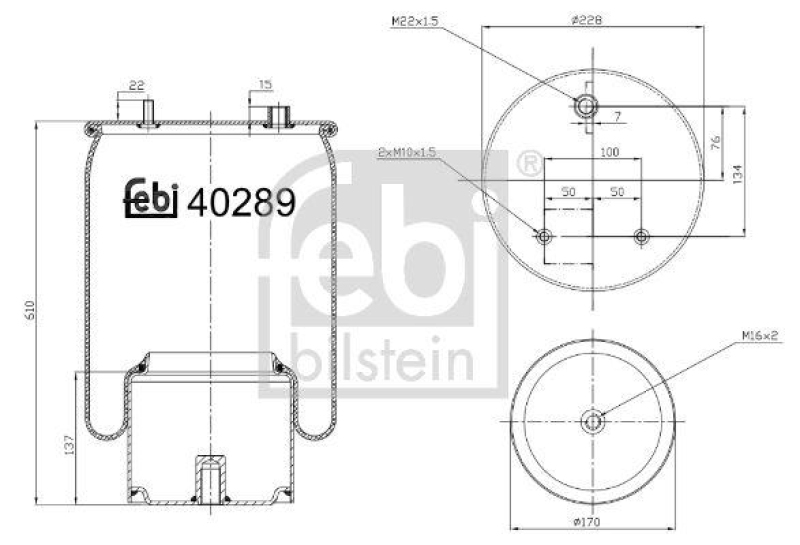 FEBI BILSTEIN 40289 Luftfederbalg mit Stahlkolben für DAF