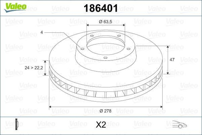 VALEO 186401 Bremsscheibe