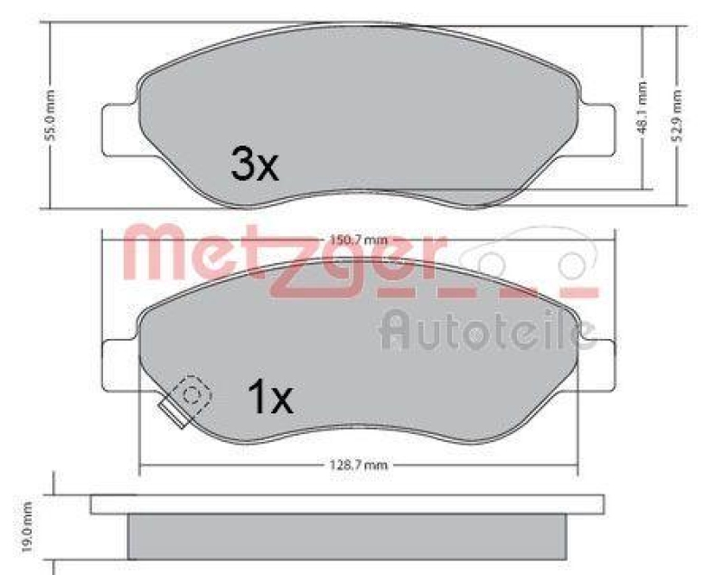 METZGER 1170655 Bremsbelagsatz, Scheibenbremse WVA 24 550