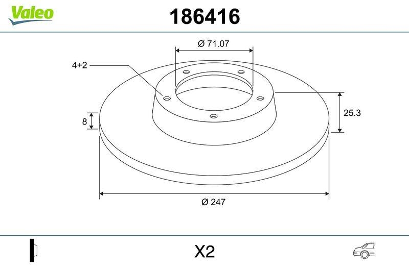 VALEO 186416 Bremsscheibe