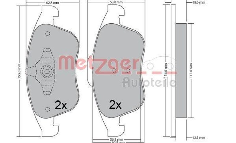 METZGER 1170672 Bremsbelagsatz, Scheibenbremse WVA 24 709