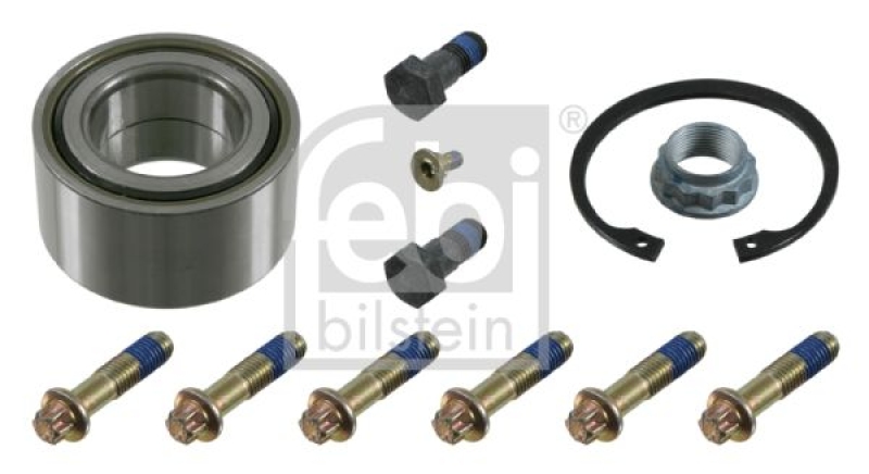 FEBI BILSTEIN 31036 Radlagersatz mit Befestigungsschrauben, Achsmutter und Sicherungsring für Mercedes-Benz