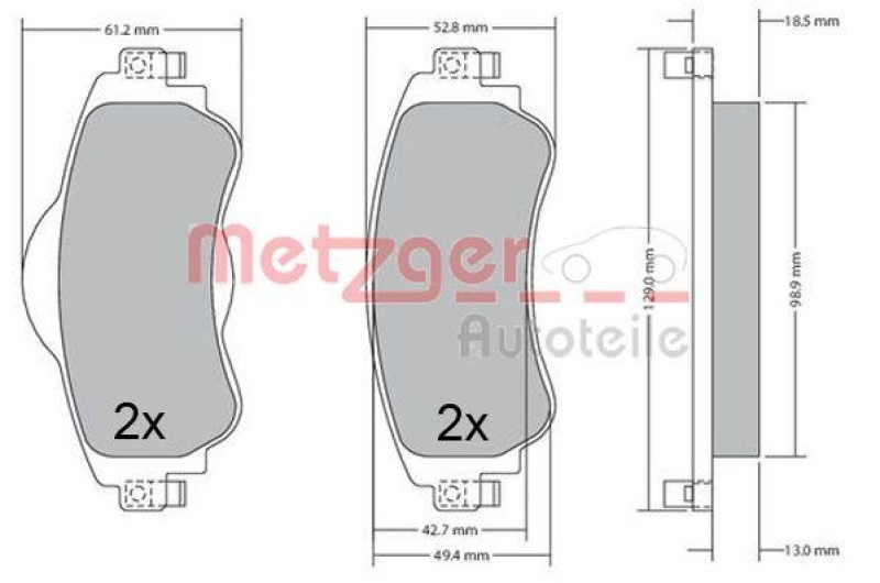 METZGER 1170673 Bremsbelagsatz, Scheibenbremse WVA 25 220