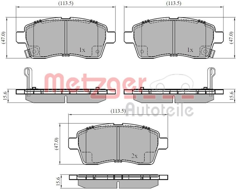 METZGER 1170917 Bremsbelagsatz, Scheibenbremse WVA 22 824