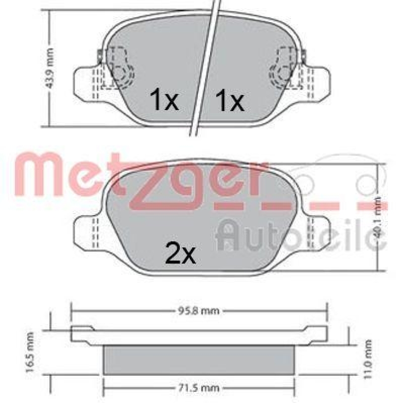 METZGER 1170680 Bremsbelagsatz, Scheibenbremse WVA 25 652