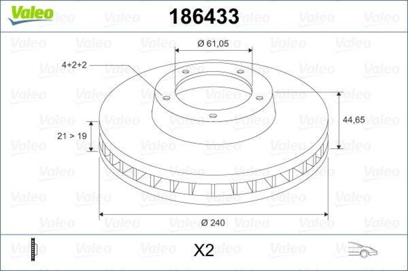 VALEO 186433 Bremsscheibe