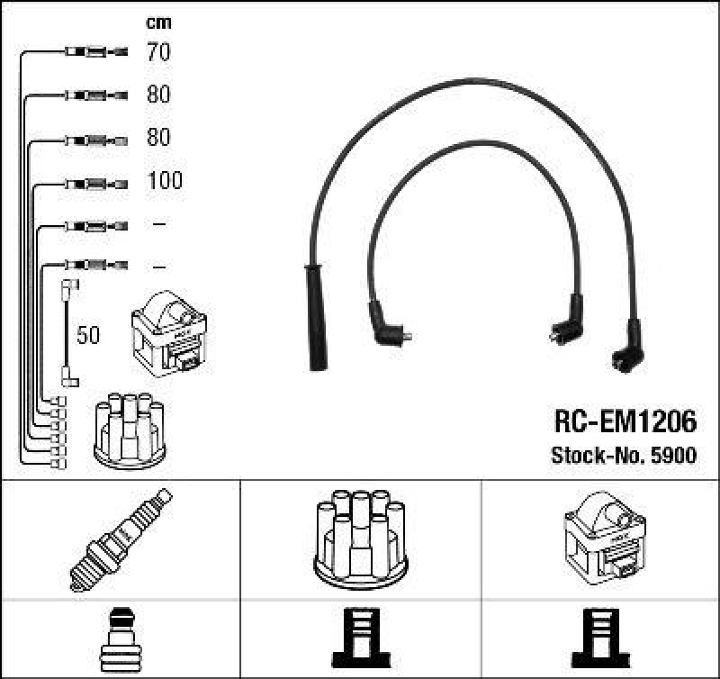 NGK 5900 Zündleitungssatz RC-EM1206 |Zündkabel