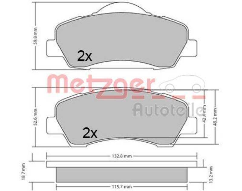 METZGER 1170690 Bremsbelagsatz, Scheibenbremse WVA 25 250