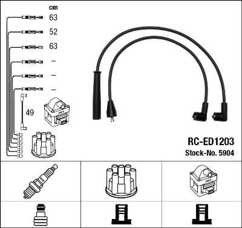 NGK 5904 Zündleitungssatz RC-ED1203 |Zündkabel