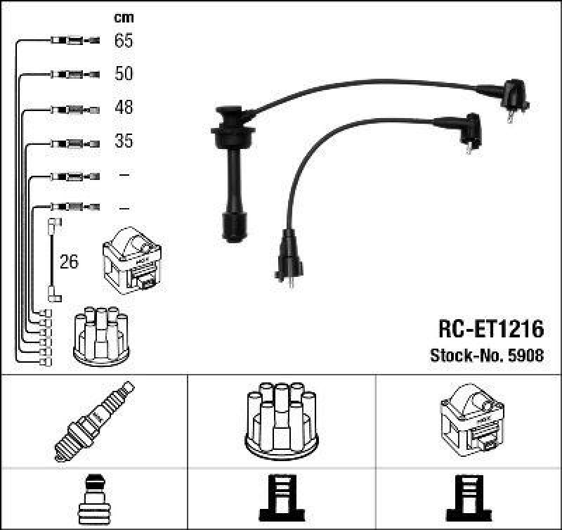 NGK 5908 Zündleitungssatz RC-ET1216 |Zündkabel