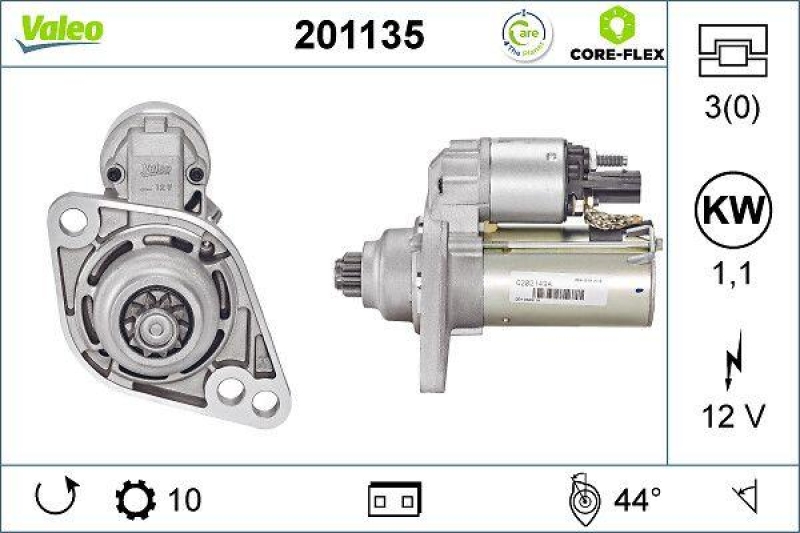 VALEO 201135 Starter - CORE-FLEX - AUDI A3