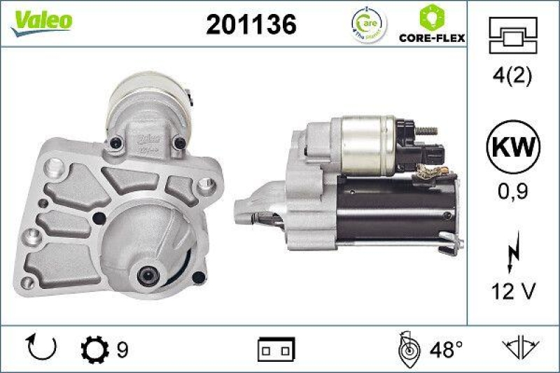 VALEO 201136 Starter - CORE-FLEX - CITROEN C3