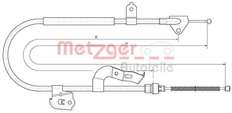 METZGER 10.4510 Seilzug, Feststellbremse für CITROEN/PEUGEOT/TOYOTA hinten rechts