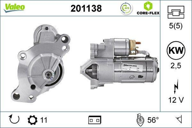 VALEO 201138 Starter - CORE-FLEX - PEUGEOT 3008