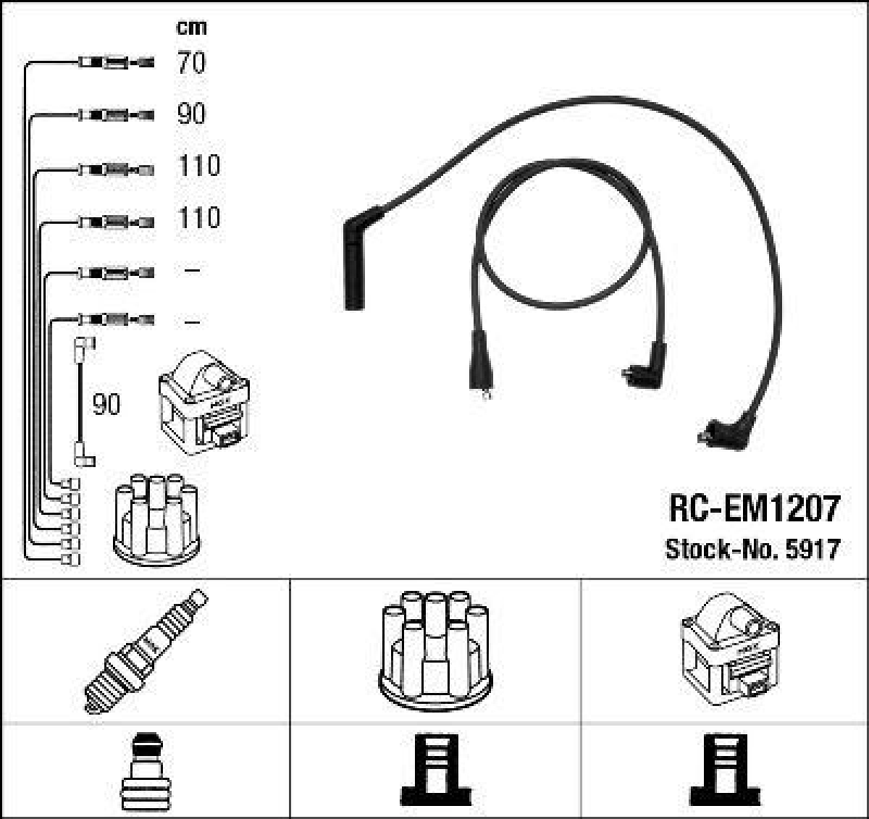 NGK 5917 Zündleitungssatz RC-EM1207 |Zündkabel