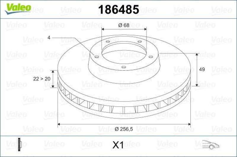 VALEO 186485 Bremsscheibe