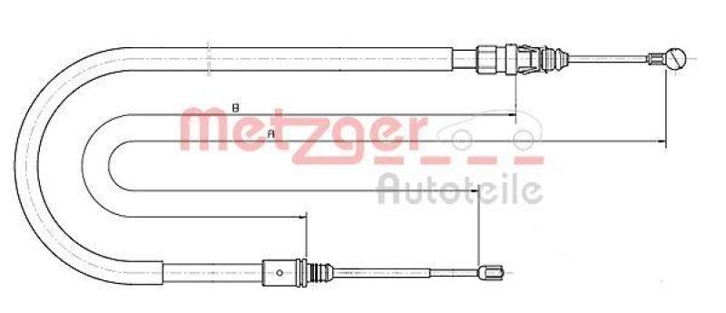 METZGER 10.6224 Seilzug, Feststellbremse für PEUGEOT hinten links/rechts